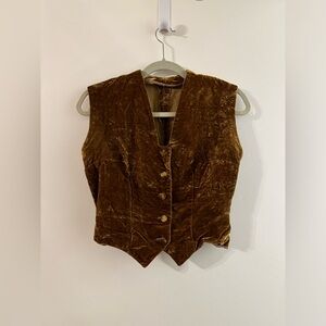 Vintage Golden Velvet Vest / Buttoned Top